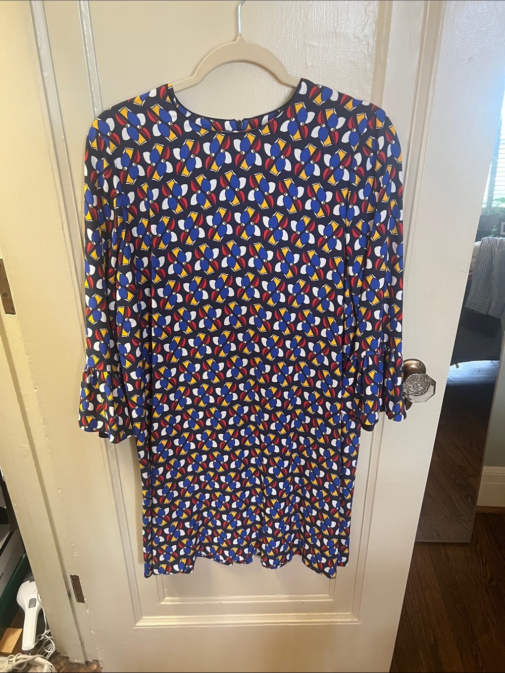 Double J Mini Dress in Navy Multi Geometric Print